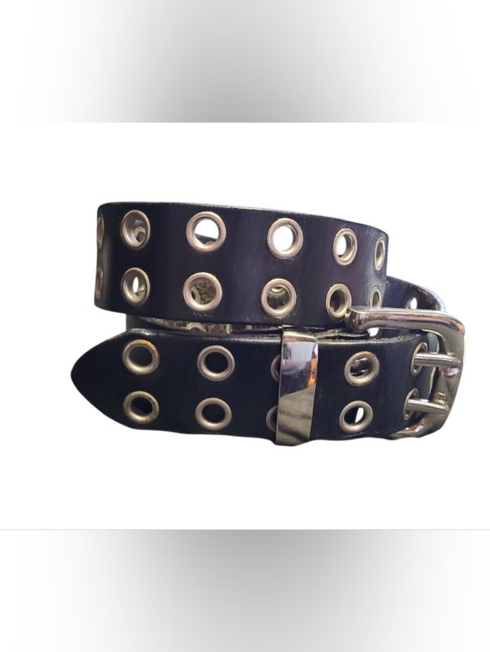 Vintage Linea Pelle Double Row Grommet Leather Belt - Size M